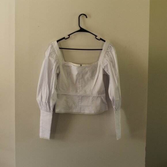 Choosy Priscilla Women White Top Puff Sleeve Size XS - Picture 3 of 12